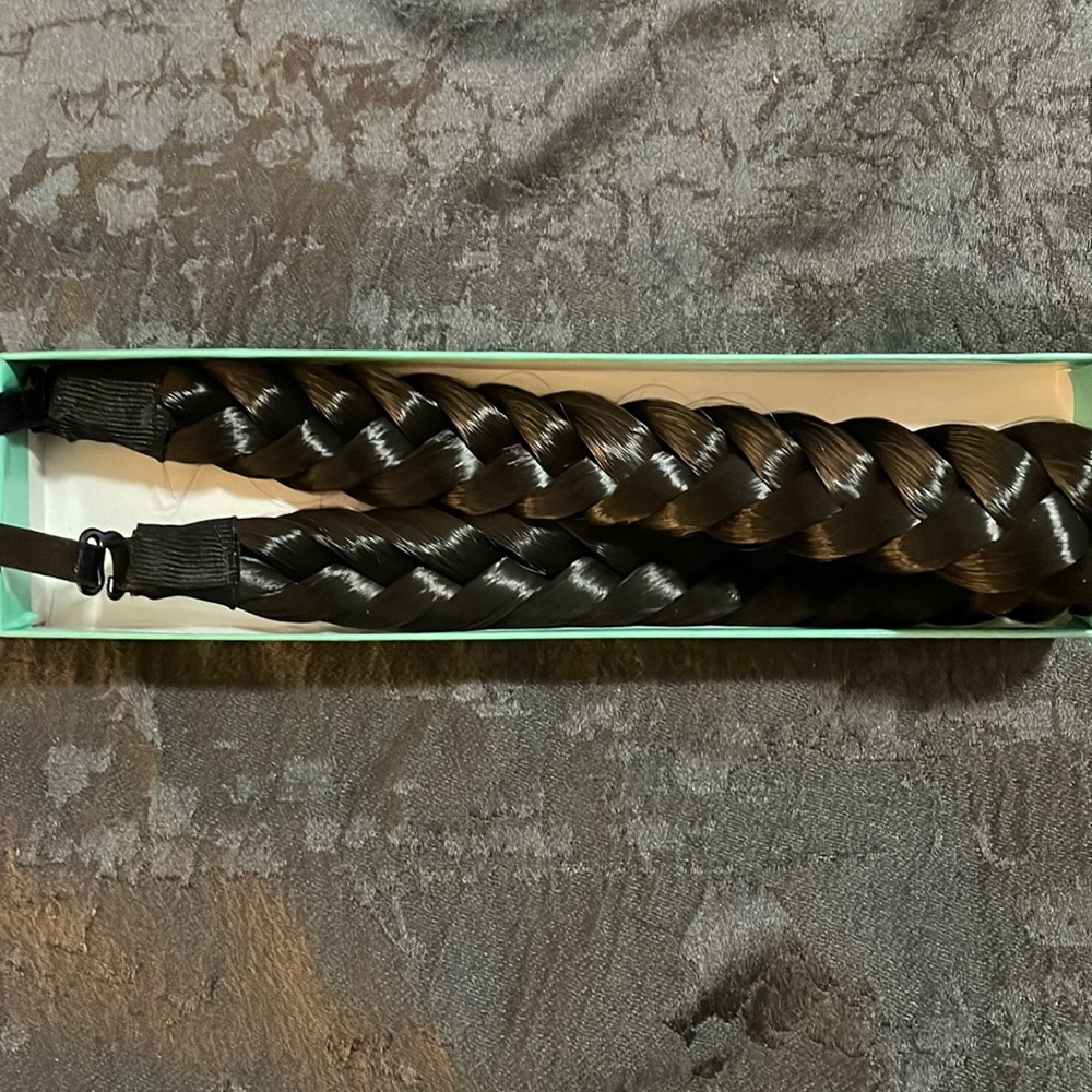 Madison braided headband hair piece dark brown